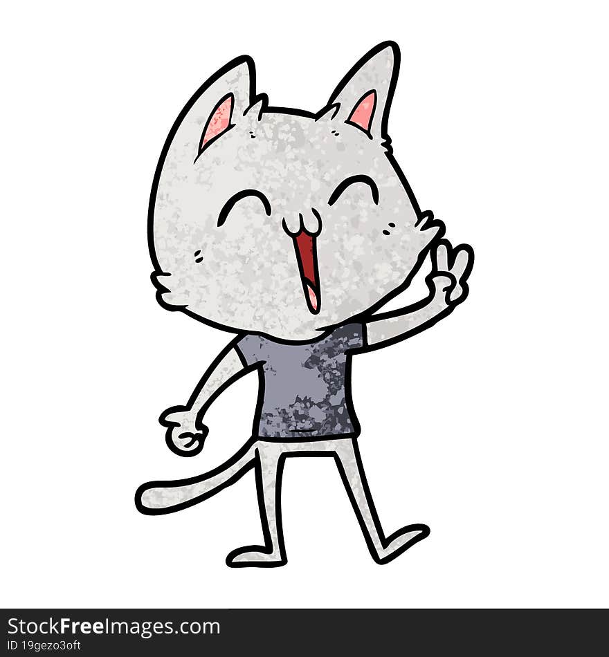 happy cartoon cat meowing. happy cartoon cat meowing