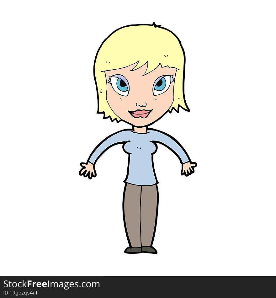 cartoon woman shrugging shoulders