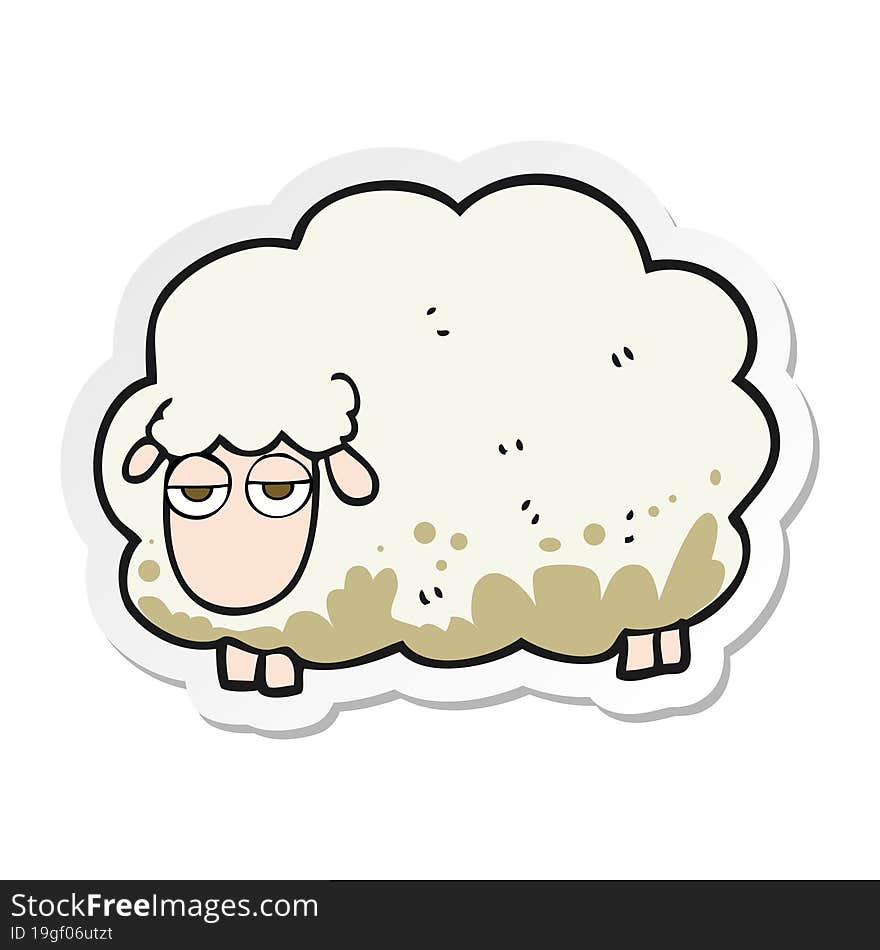 sticker of a cartoon muddy winter sheep