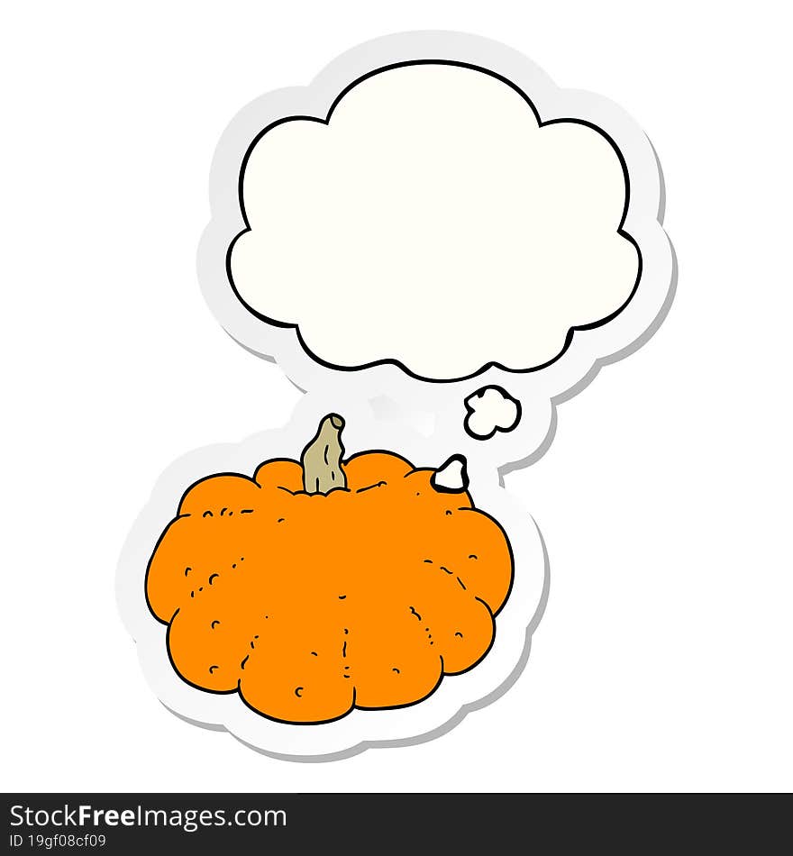 cartoon pumpkin and thought bubble as a printed sticker