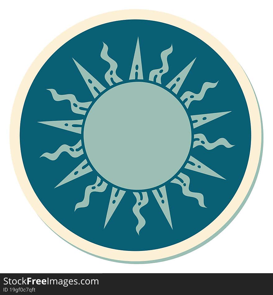 Tattoo Style Sticker Of A Sun