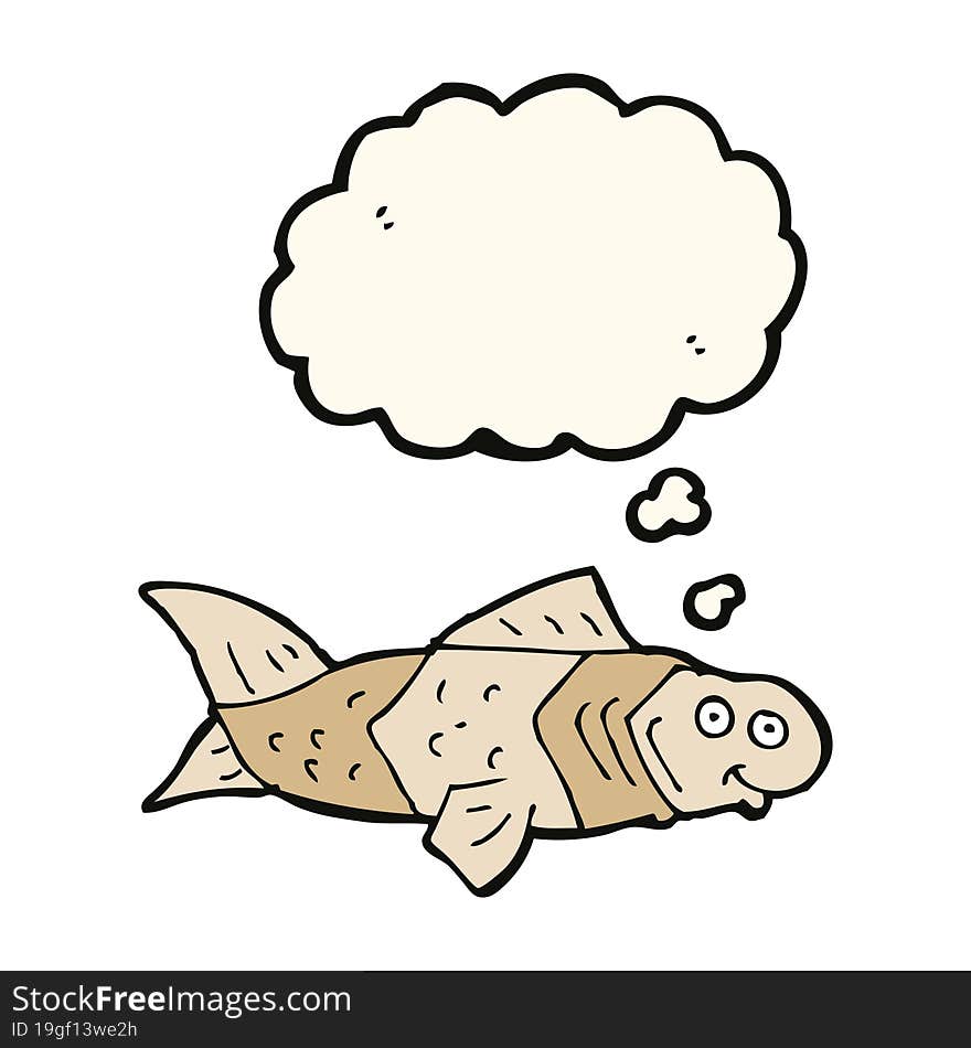 Cartoon Funny Fish With Thought Bubble