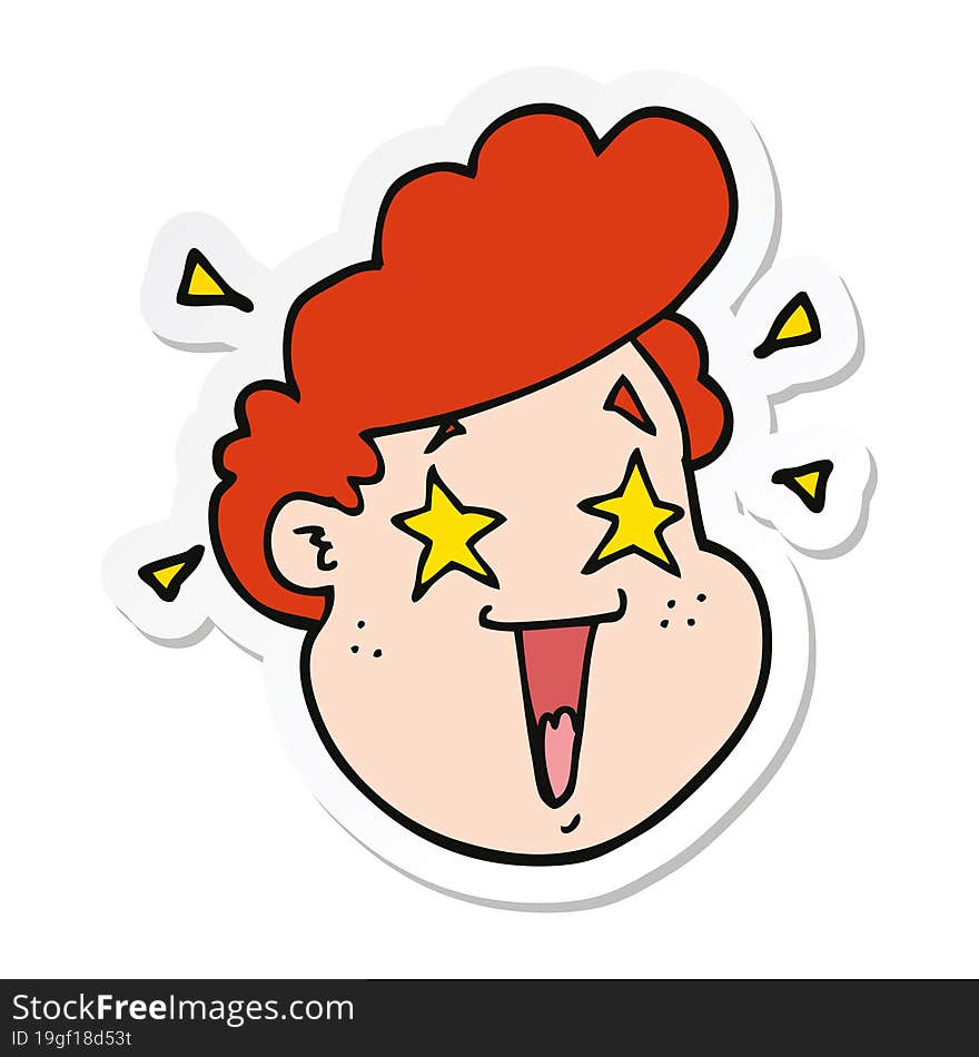 sticker of a cartoon happy face