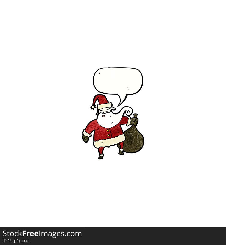 cartoon santa with speech bubble