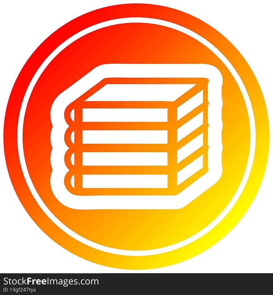 stack of books circular in hot gradient spectrum