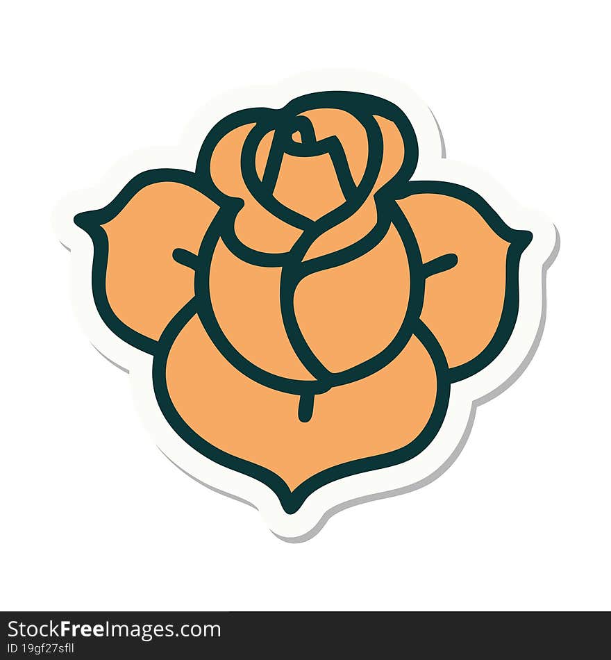 sticker of tattoo in traditional style of a flower. sticker of tattoo in traditional style of a flower