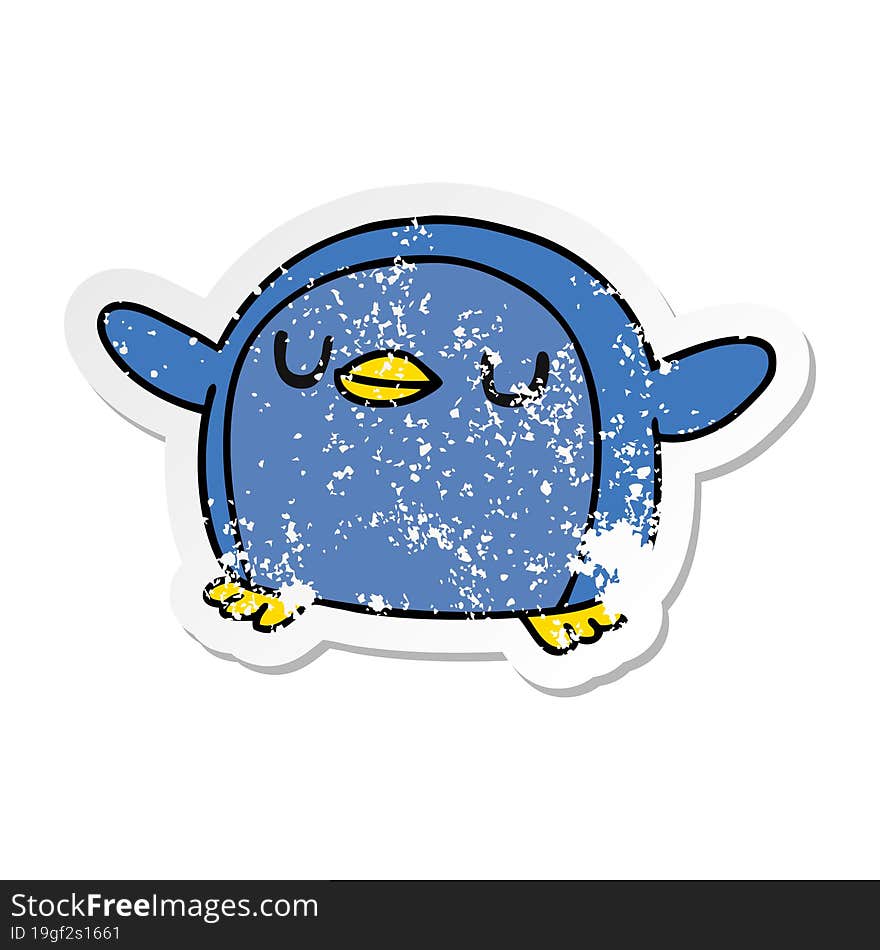 distressed sticker cartoon kawaii of a cute penguin