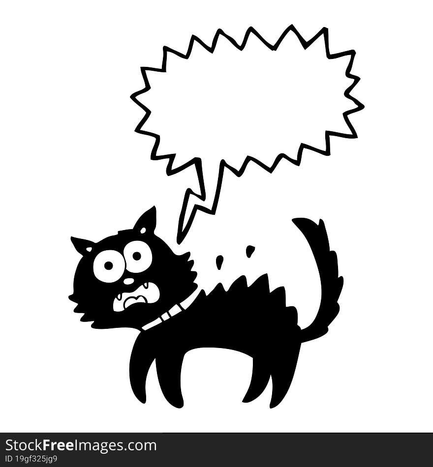 speech bubble cartoon scared black cat