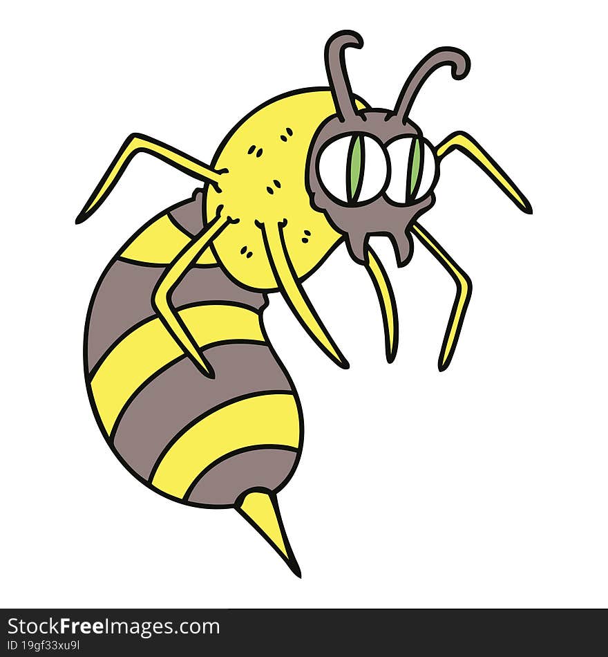 quirky hand drawn cartoon wasp