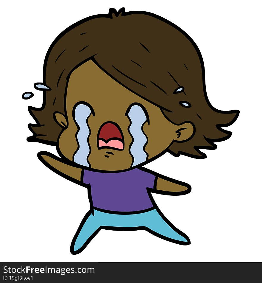 cartoon woman crying. cartoon woman crying