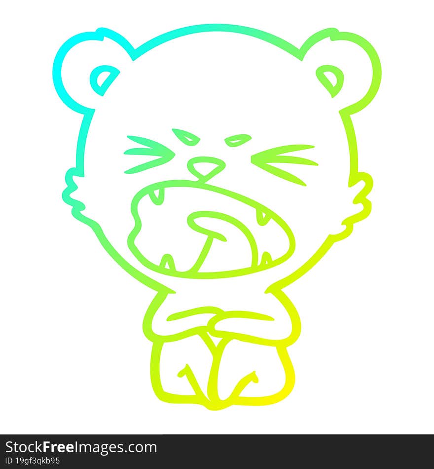 cold gradient line drawing angry cartoon bear