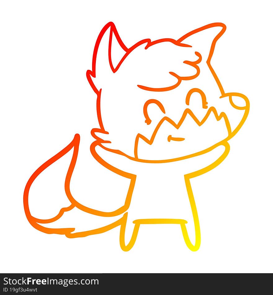 Warm Gradient Line Drawing Cartoon Happy Fox