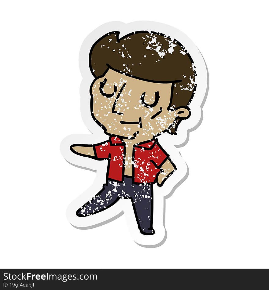 distressed sticker cartoon of kawaii older man