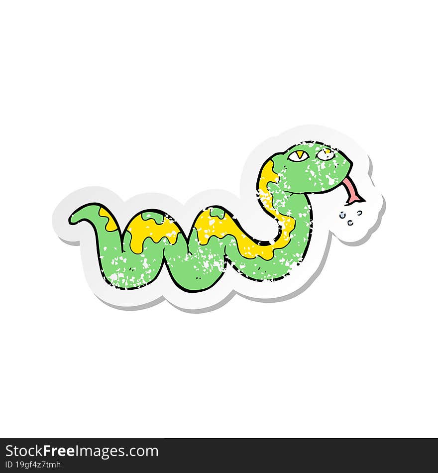 retro distressed sticker of a cartoon snake