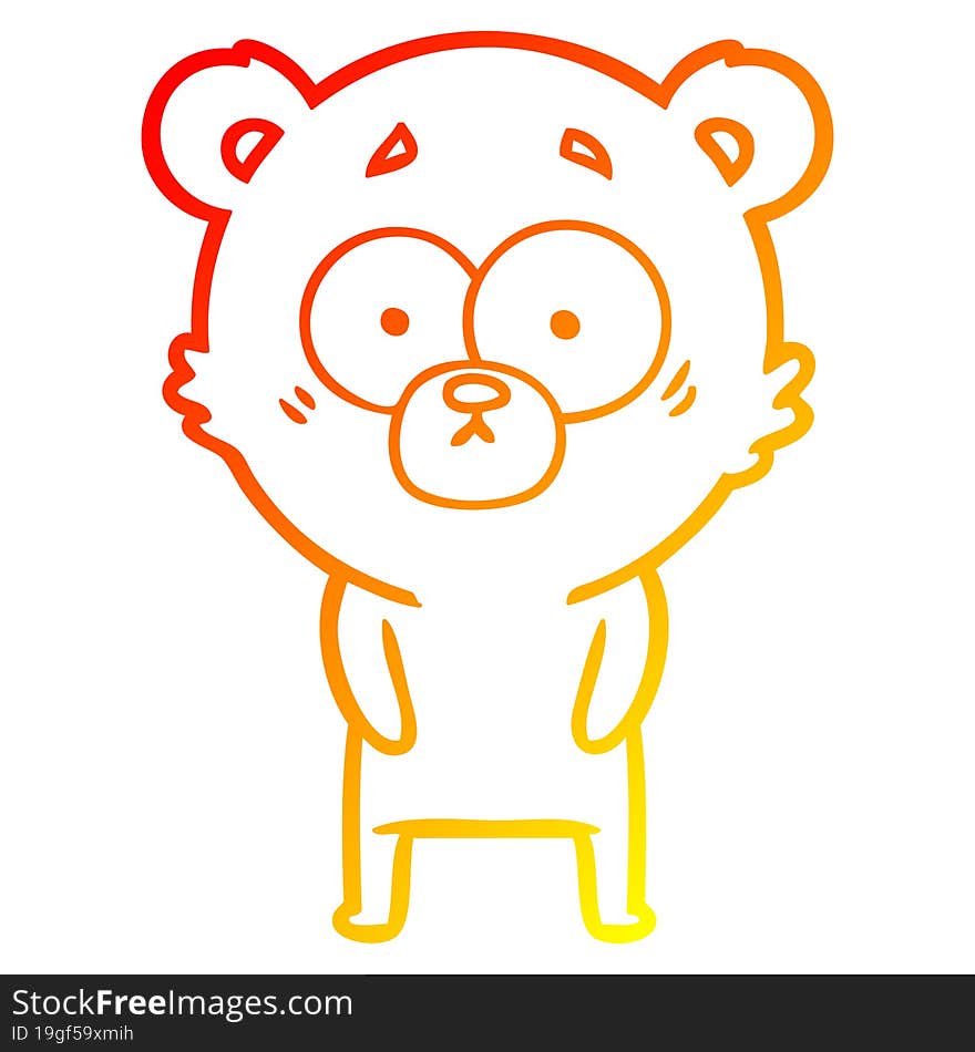 Warm Gradient Line Drawing Surprised Polar Bear Cartoon