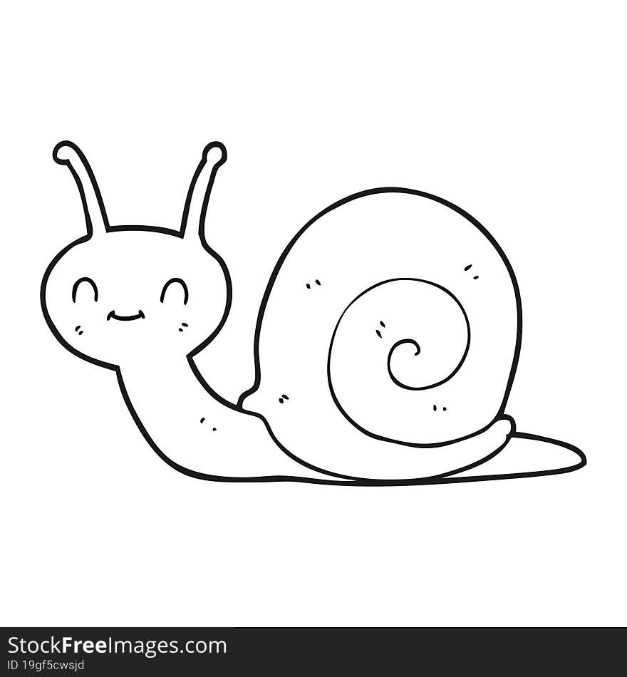 Black And White Cartoon Cute Snail