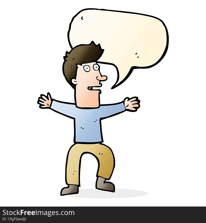 cartoon startled man with speech bubble