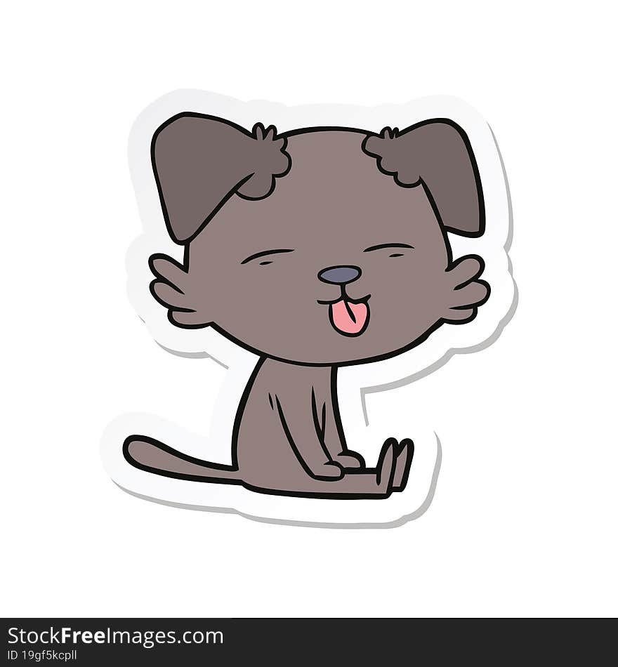 sticker of a cartoon dog sticking out tongue