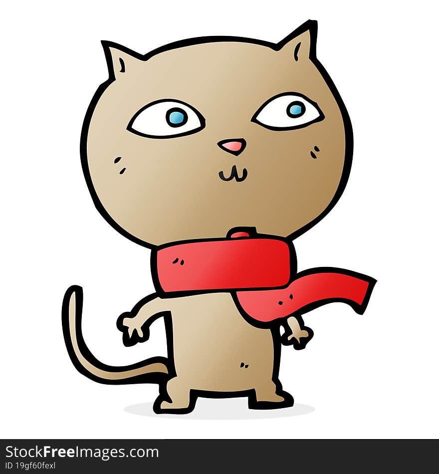 cartoon funny cat wearing scarf