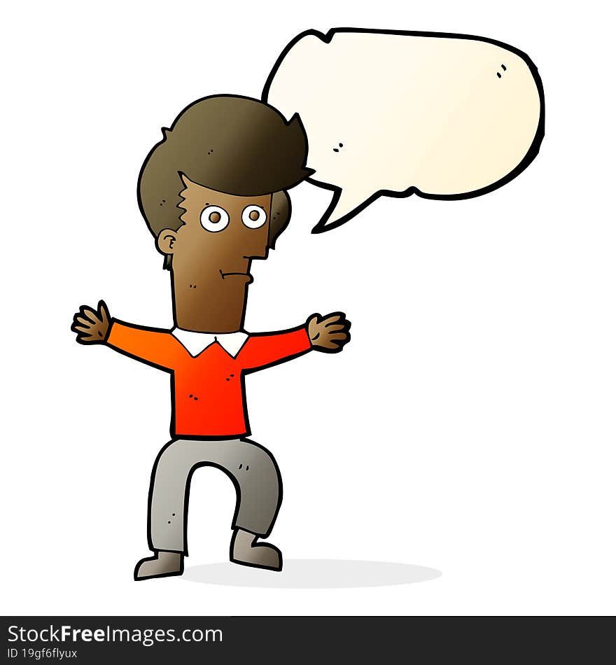 cartoon startled man with speech bubble