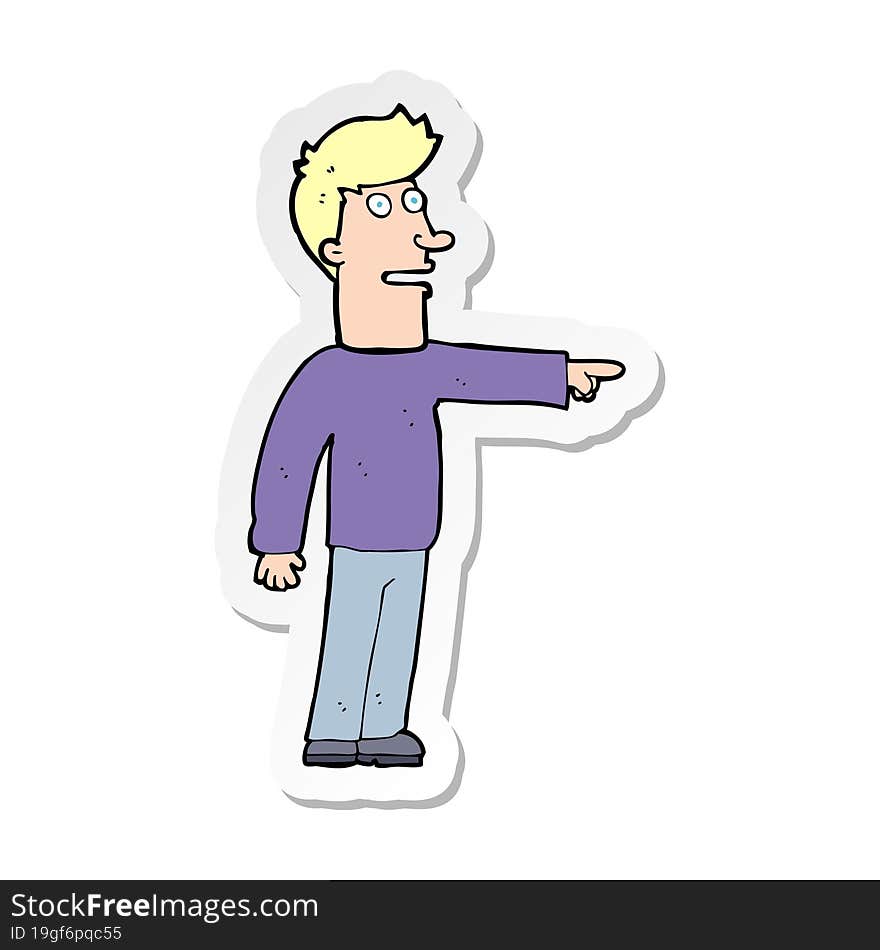 sticker of a cartoon man pointing