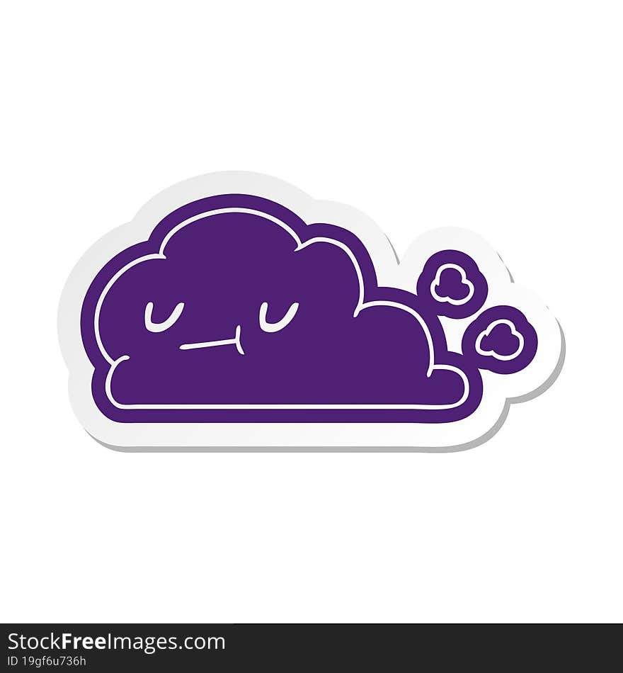 cartoon sticker of kawaii happy cloud