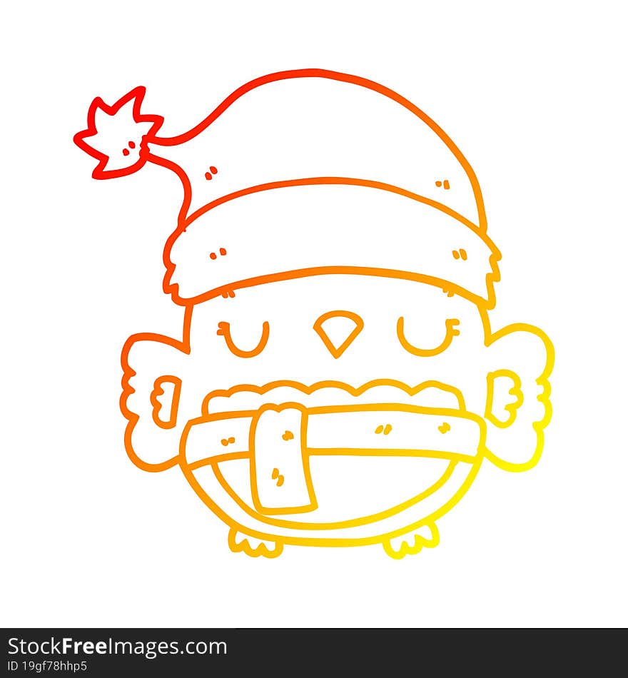 Warm Gradient Line Drawing Cute Christmas Owl