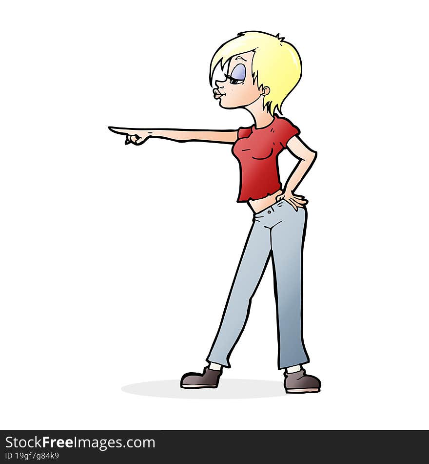 cartoon hip woman pointing