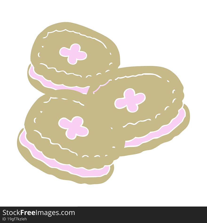 flat color illustration of a cartoon biscuits