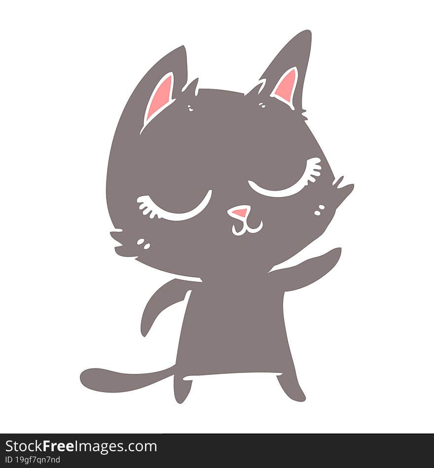 calm flat color style cartoon cat