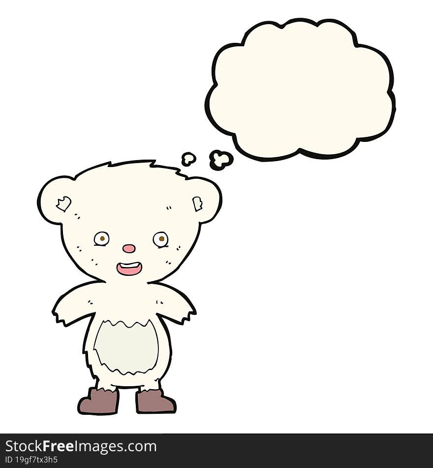 cartoon polar bear cub with thought bubble