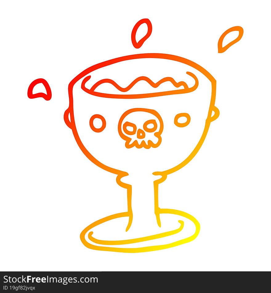 warm gradient line drawing spooky cartoon goblet of blood