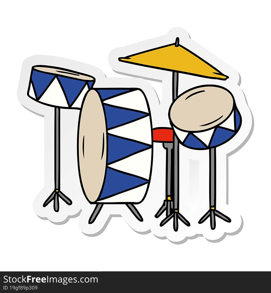 sticker cartoon doodle of a drum kit