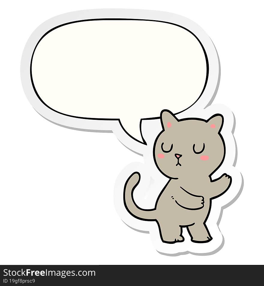 cartoon cat with speech bubble sticker. cartoon cat with speech bubble sticker