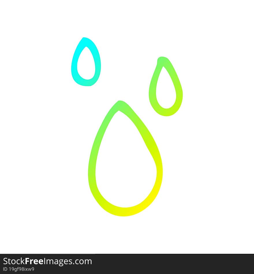 cold gradient line drawing of a cartoon rain drops