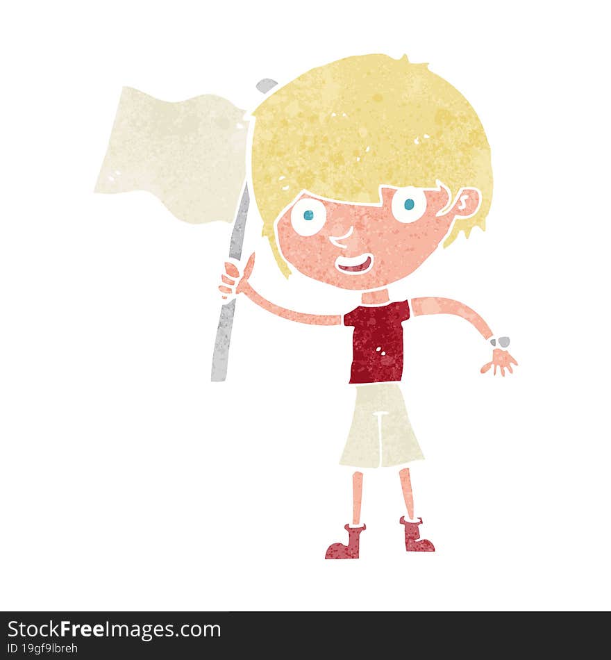 cartoon boy with flag