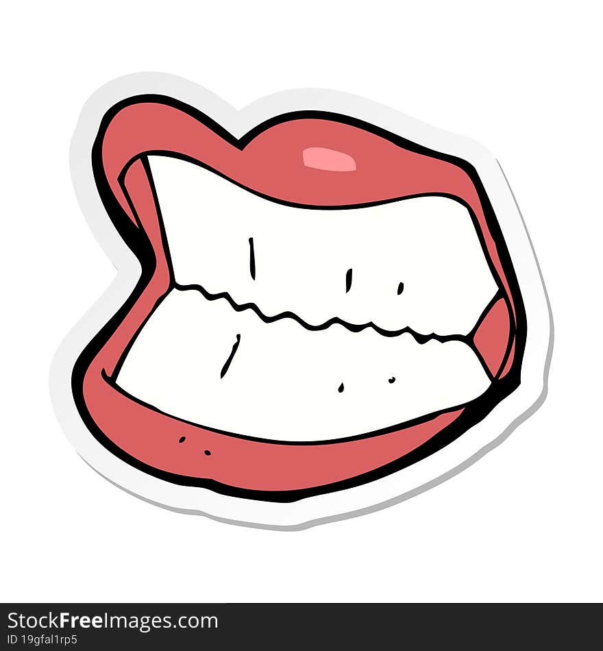 Sticker Of A Cartoon Grinning Mouth