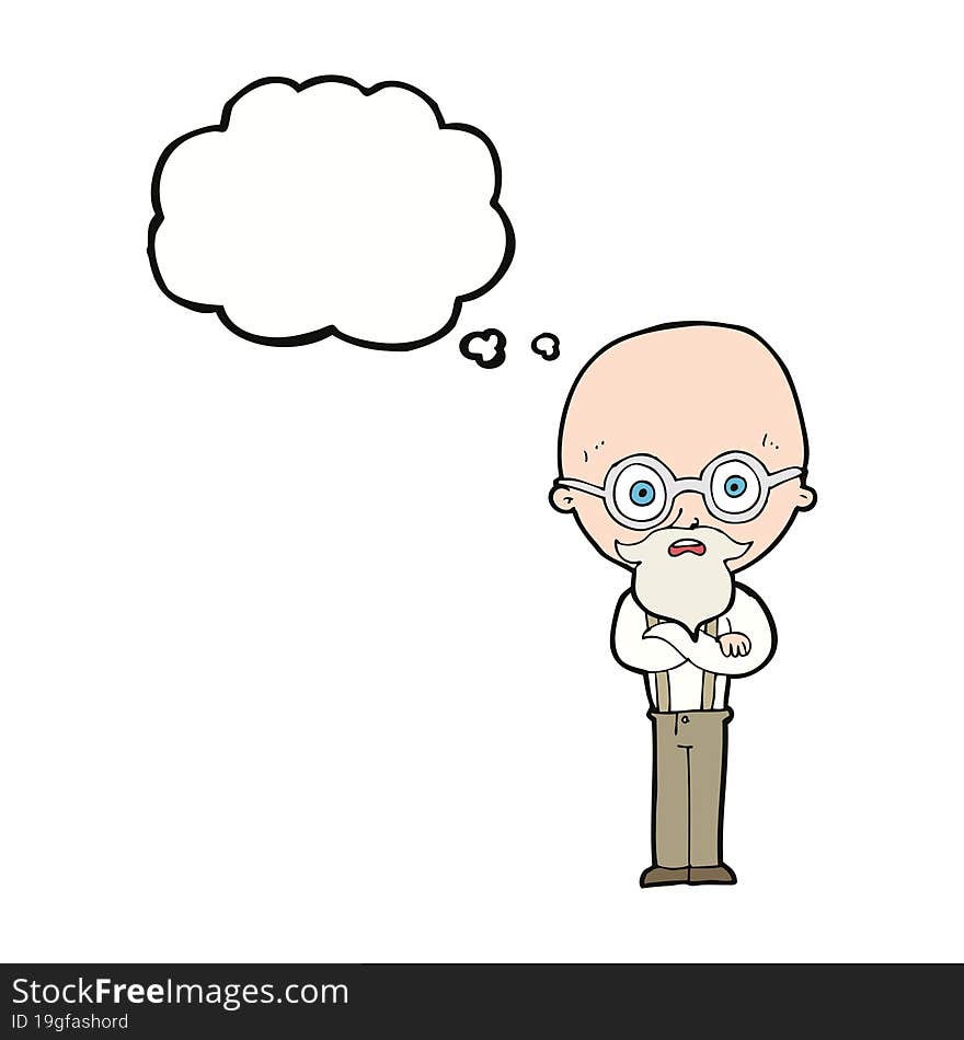 Cartoon Annoyed Old Man With Thought Bubble