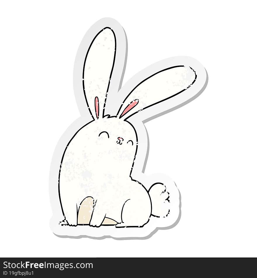 Distressed Sticker Of A Cute Cartoon Rabbit