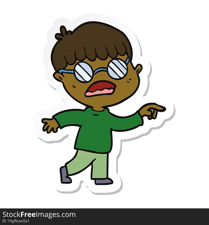 sticker of a cartoon boy wearing spectacles