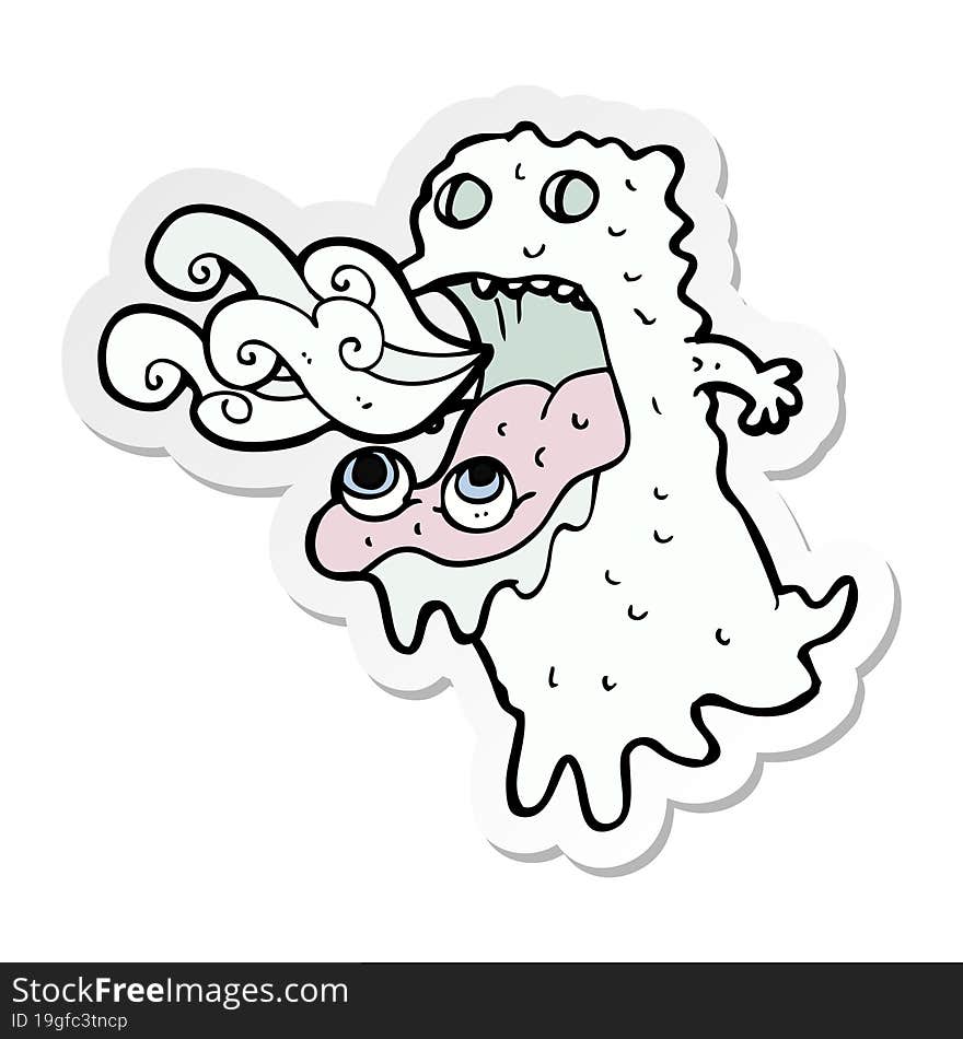 sticker of a cartoon gross ghost