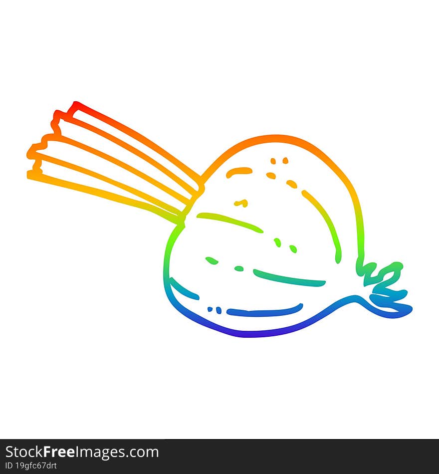 rainbow gradient line drawing of a cartoon fresh beet