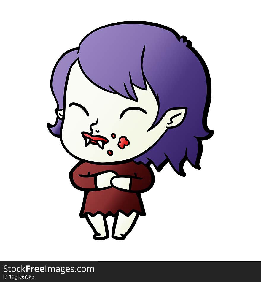 cartoon vampire girl with blood on cheek. cartoon vampire girl with blood on cheek