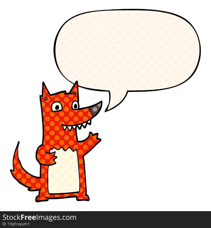 Cartoon Wolf And Speech Bubble In Comic Book Style