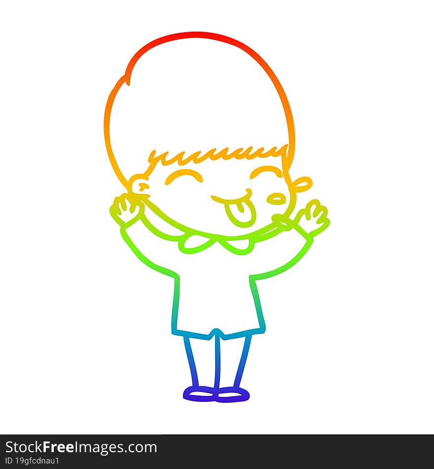 Rainbow Gradient Line Drawing Cartoon Funny Boy