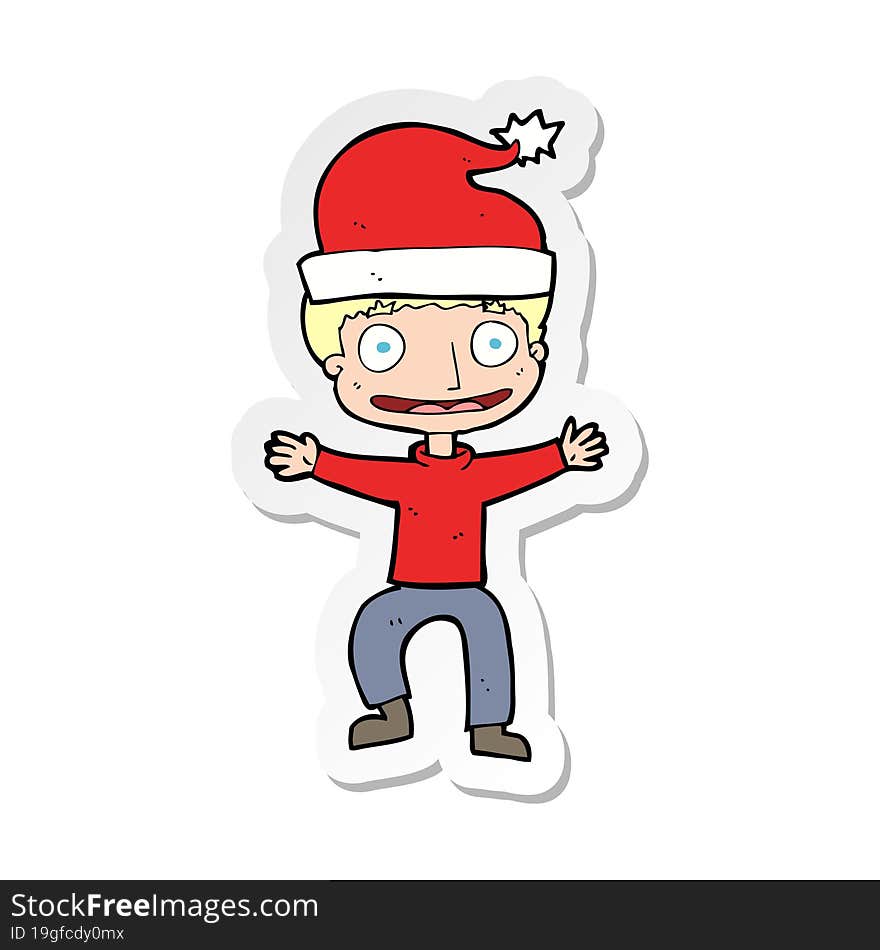 Sticker Of A Cartoon Man Ready For Christmas