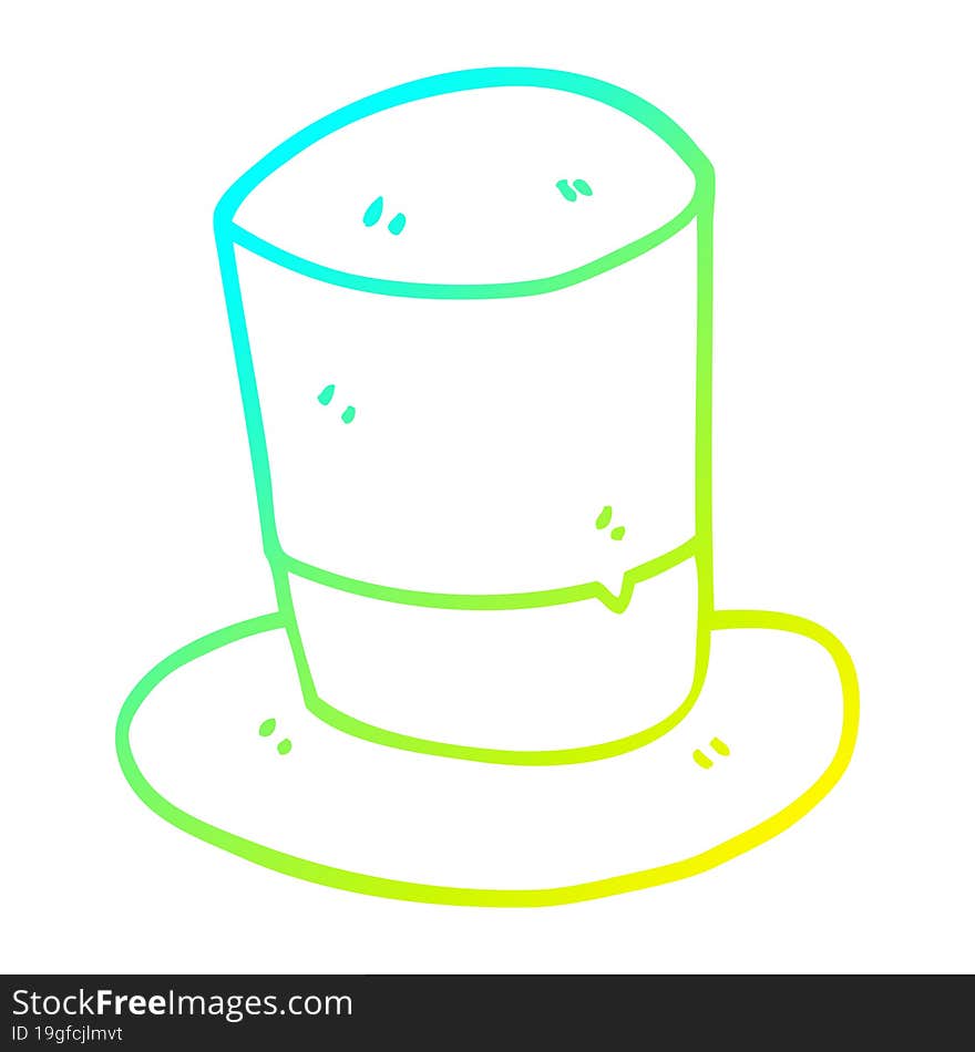 Cold Gradient Line Drawing Cartoon Top Hat