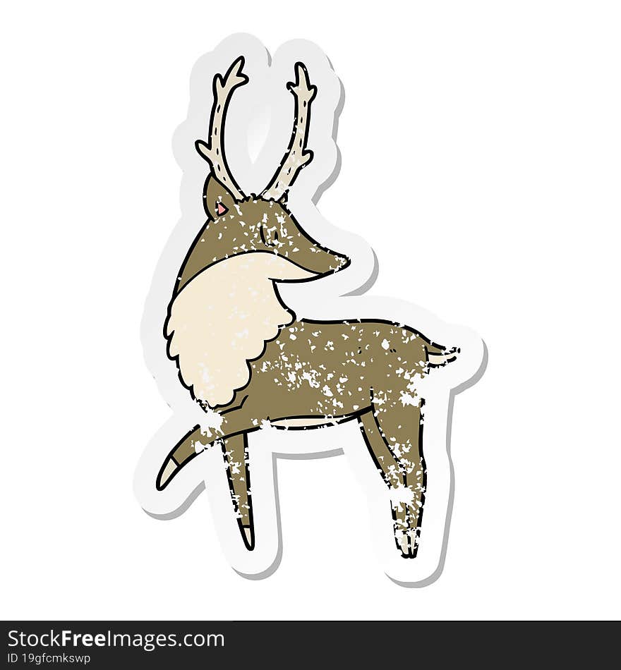 Distressed Sticker Of A Cartoon Stag