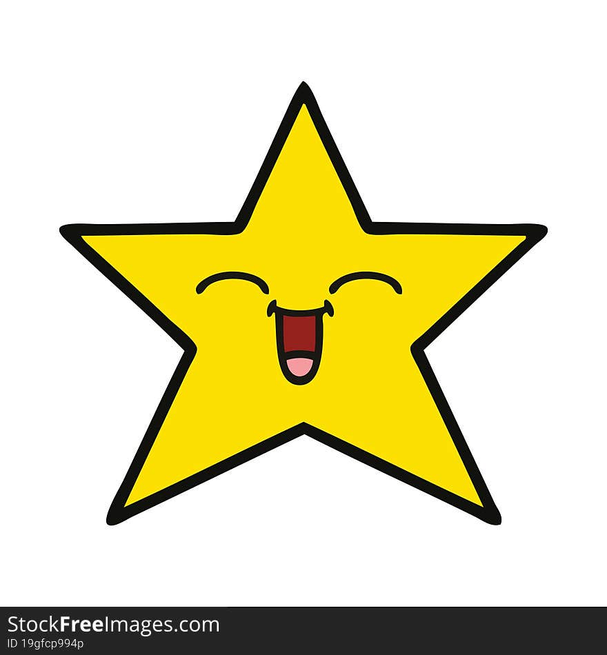 cute cartoon of a gold star. cute cartoon of a gold star