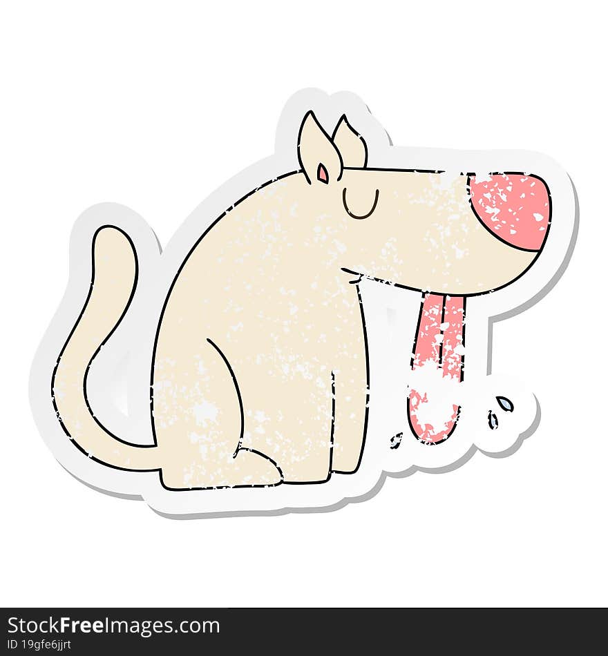 distressed sticker of a quirky hand drawn cartoon dog